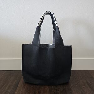 New..DASFOUR Black w/ White Letters Fabric Tote Bag